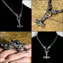 Bold Fenrir Wolf King Necklace with Mjolnir