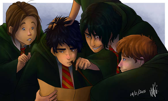 Moony, Wormtail, Padfoot and Prongs