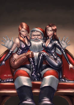 Commission- Santa and Savage Sisters