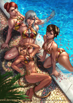 Commission- Band of Sisters at Poolside