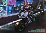 Commission- Riding Across the Cyberpunk City alt by cric