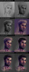 Tutorial for coloring a male bust from greyscale by Crishzi