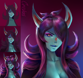 Grimmsnarl human form Brentz commission WIPS by Crishzi