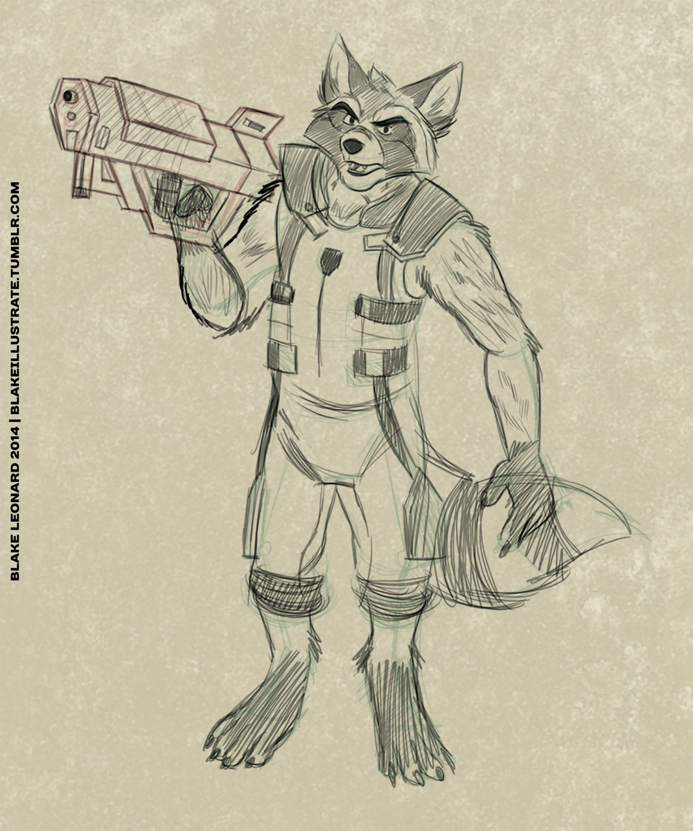 Rocket Raccoon Sketch by blake-illustrate on DeviantArt