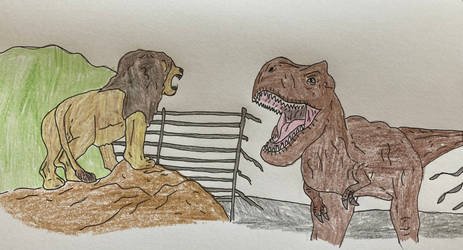 Tyrannosaur-Rex vs Lion