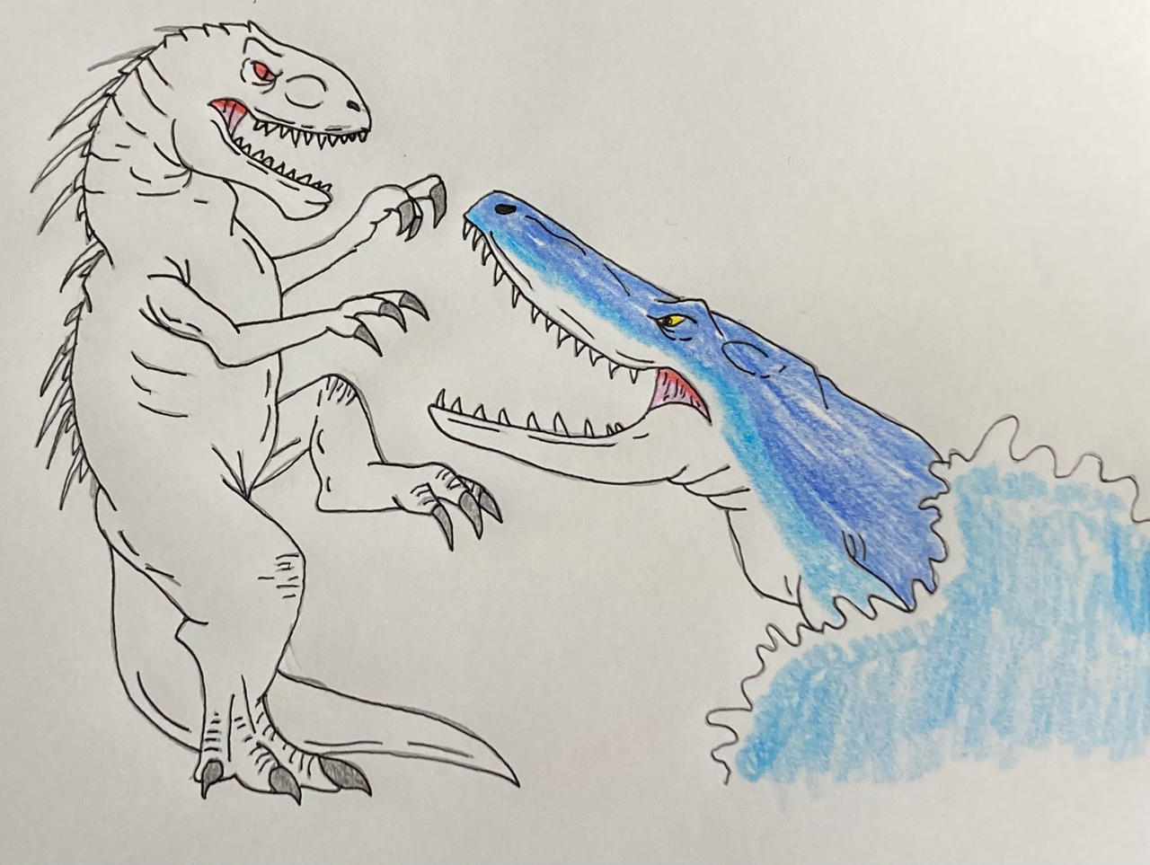 Indominus Rex vs Mosasaurus by drawasaurus04 on DeviantArt
