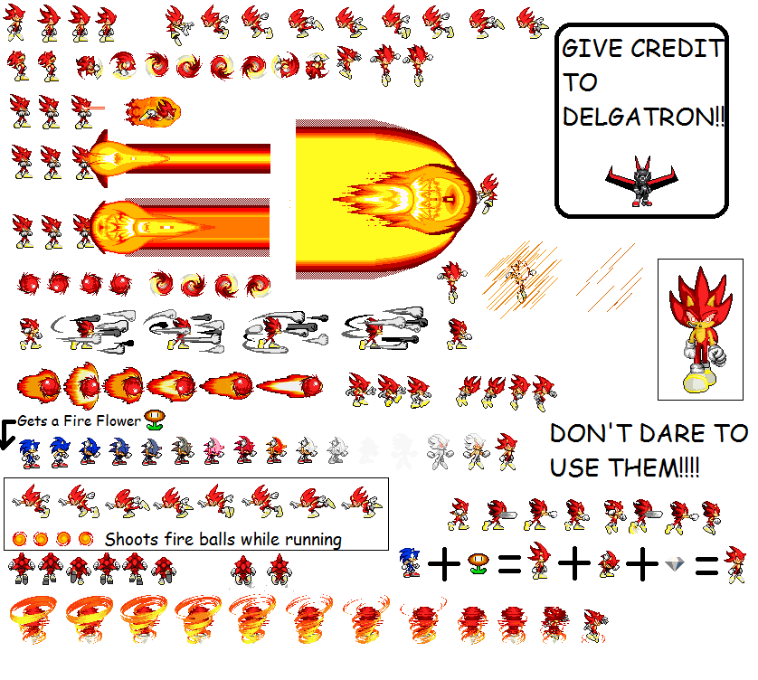 Fleetway Fire Sonic Sprites By Delgatron On Deviantart