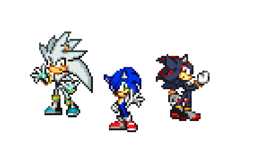 shadow sonic and silver the hedgehog pixel art  Pin by LuisDiazZ