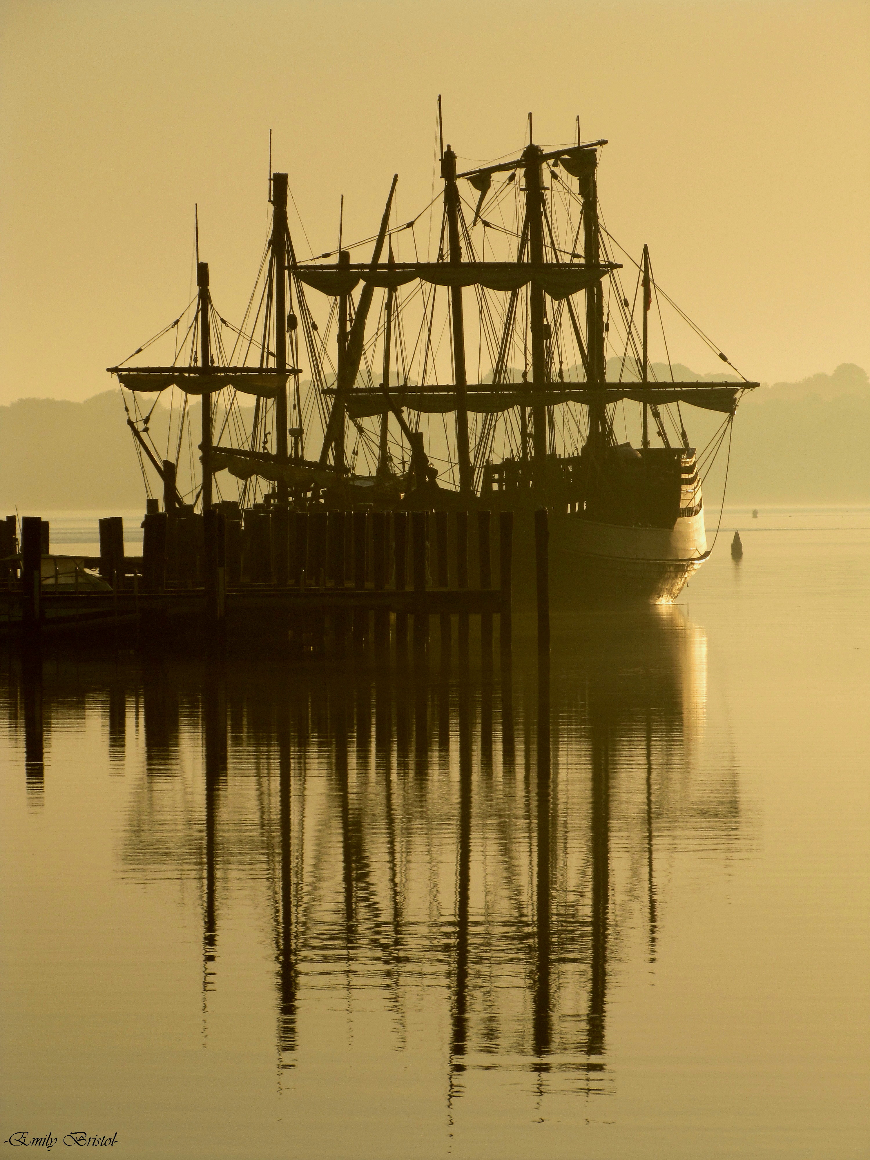 The Nina and The Pinta at Dawn