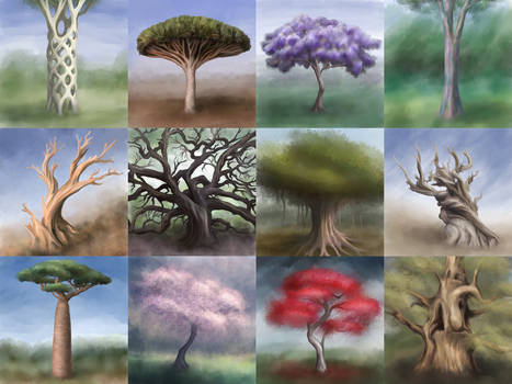 Speed-paintings of trees