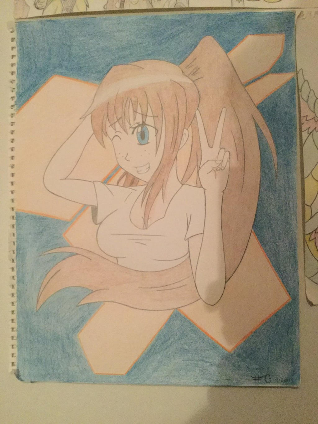 Anime girl with shapes
