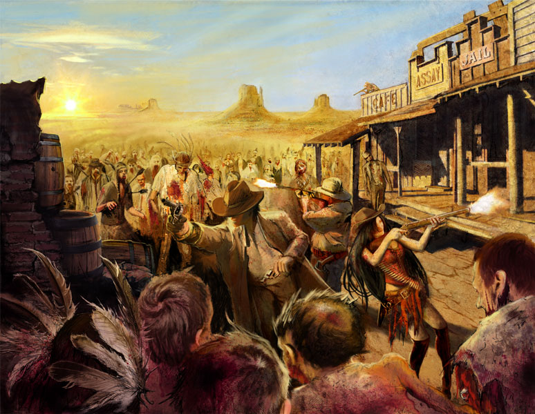 Cowboy-vs-zombie by stewartillustration Cowboy-vs-zombie by stewartillustration
