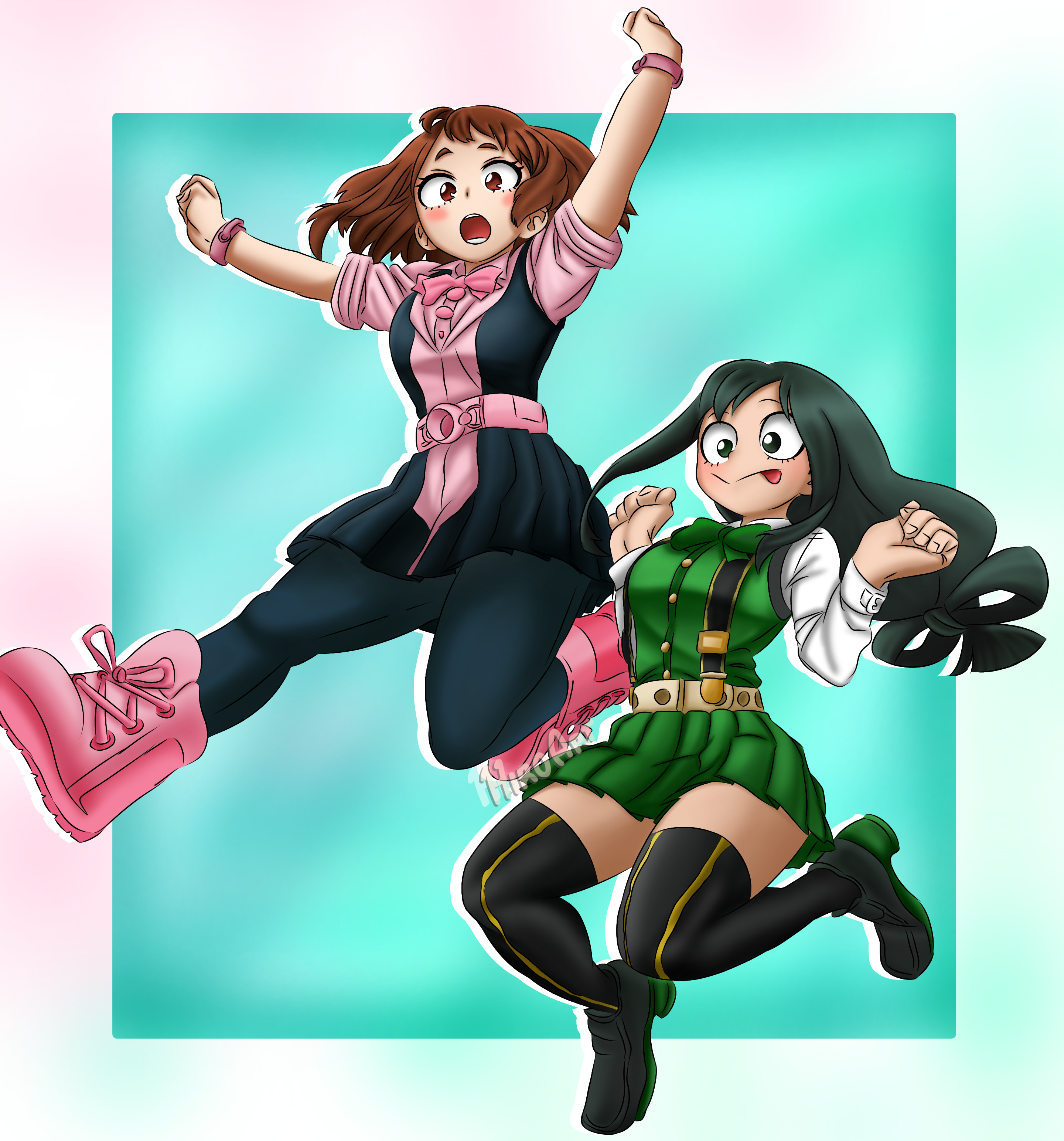 My Hero Academia Uraraka And Tsuyu By Hiroart02 On Deviantart