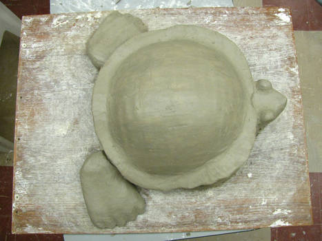 Clay Turtle Sculpture (Top View)