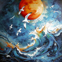 The Eons-Old Dance Of Sea Gulls And Ocean Waves
