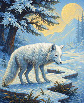 White Wolf Snowy Landscape