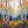 Birch Trees In Autumn Meadow