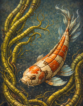Mechanical Koi Fish With Fiber Optics Cables