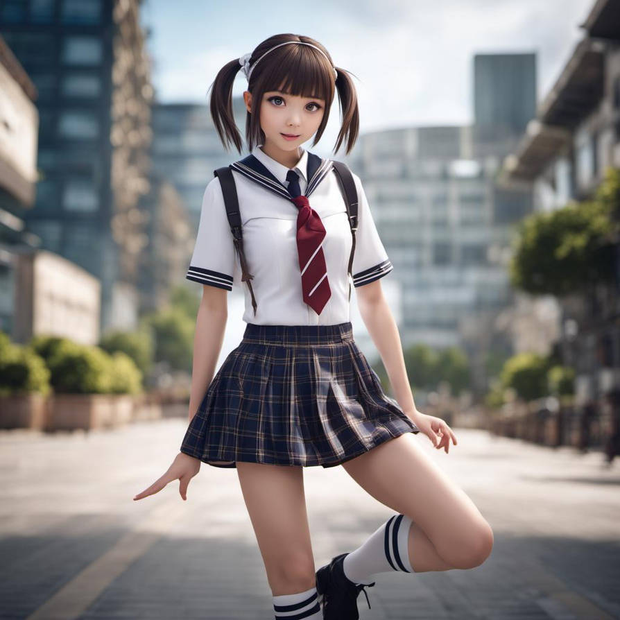 A 3d schoolgirl is wearing a short skirt by helmhammerhand99 on DeviantArt
