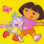 Dora and Boots walking together 