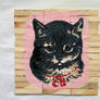 Vintage Kitty stencil on wood