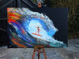 Surfing on easel