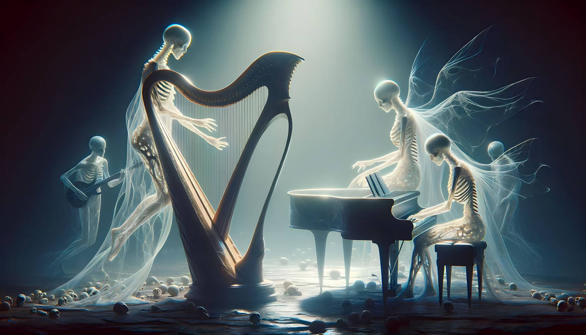 Floating Skeletal Specter Harmonizing the Harp by SummerWinterAutumn00 ...