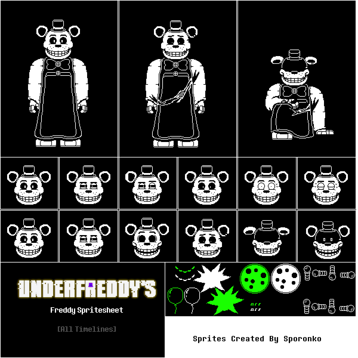 The Spriters Resource - Full Sheet View - FNaF World - Shadow Freddy