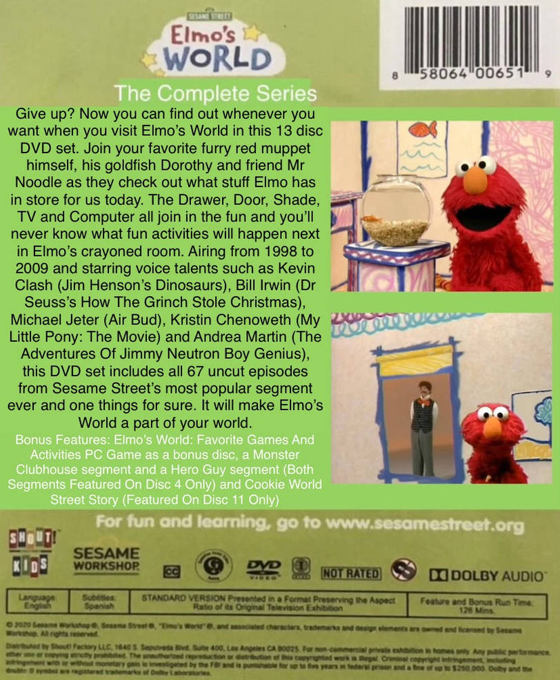 Elmos World Complete Series DVD Set Back Cover by ReddyToDraw123 on ...