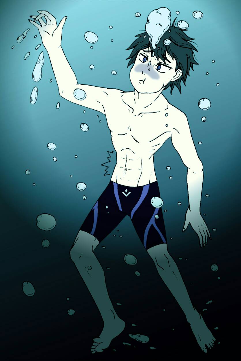 UW freediving drowning Haruka Nanase of Free! by Kitsune9412 on DeviantArt