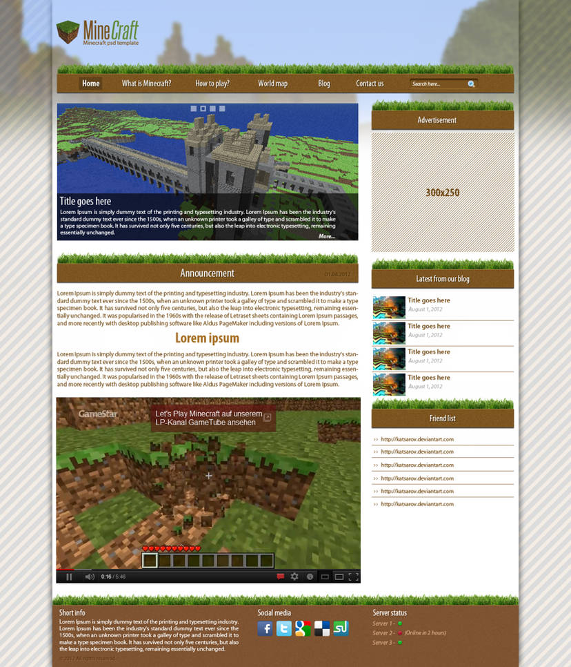 MineCraft Psd Template by katsarov on DeviantArt