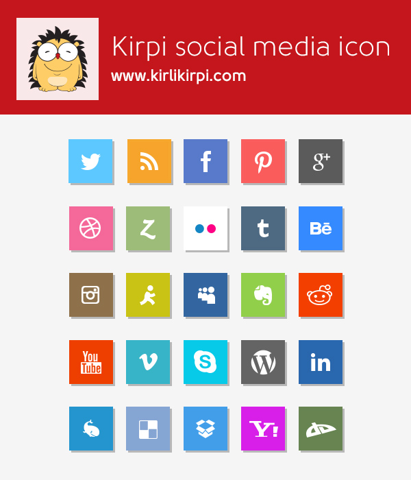 Flat Social Media Icons - Free PSD