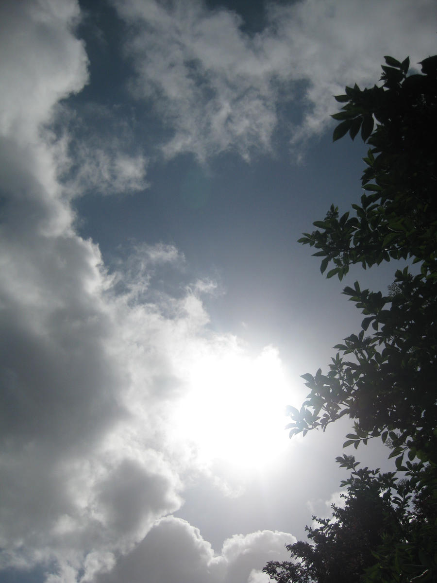 Sky with sun and clouds