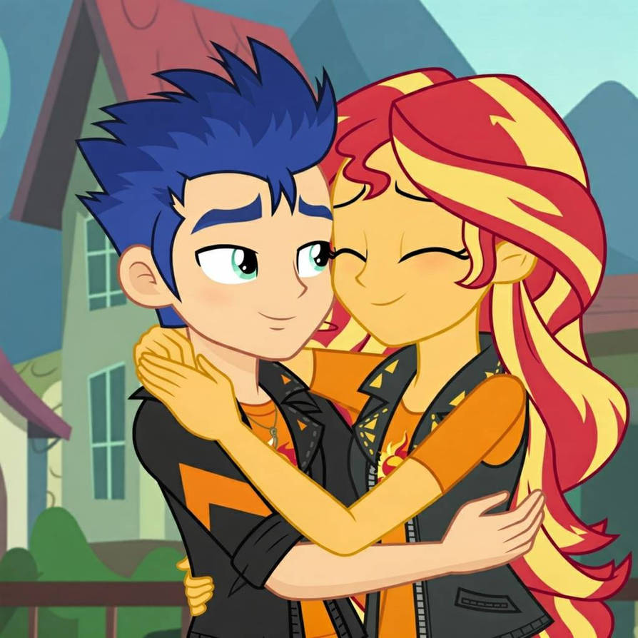 Flash Sentry Walk As requested Sunset and Flash Sentry hugging by Julzette on DeviantArt