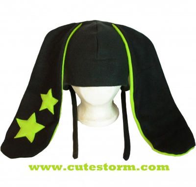 Neon Rabbit Cap Neon Green and Black Star Bunny Hat by The-Cute-Storm on DeviantArt