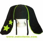 Neon Green and Black Star Bunny Hat