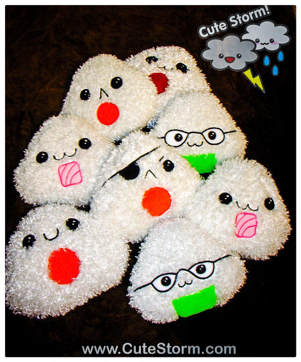 Kawaii Onigiri Plushie Pile!