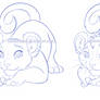 Feline character line art for recoloring