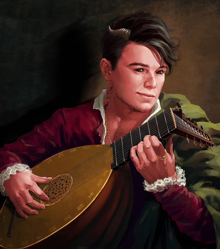 Tiefling bard (red skin) by Feael