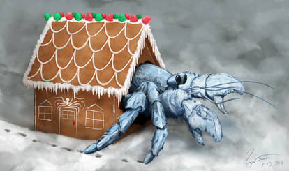 Hermit Crab in Gingerbread House