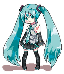 Pixel Miku boxart pose by Luumies