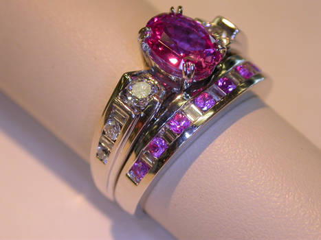 Pink Sapphire Wedding set