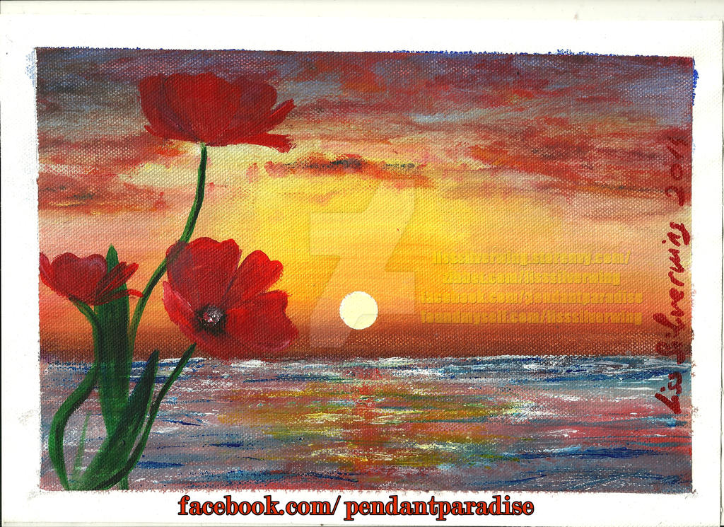 Sea And Poppies - painting on canvas