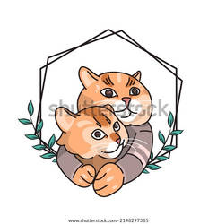Cute vector illustration couple cats