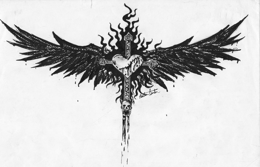 cross designs with wings wallpaper