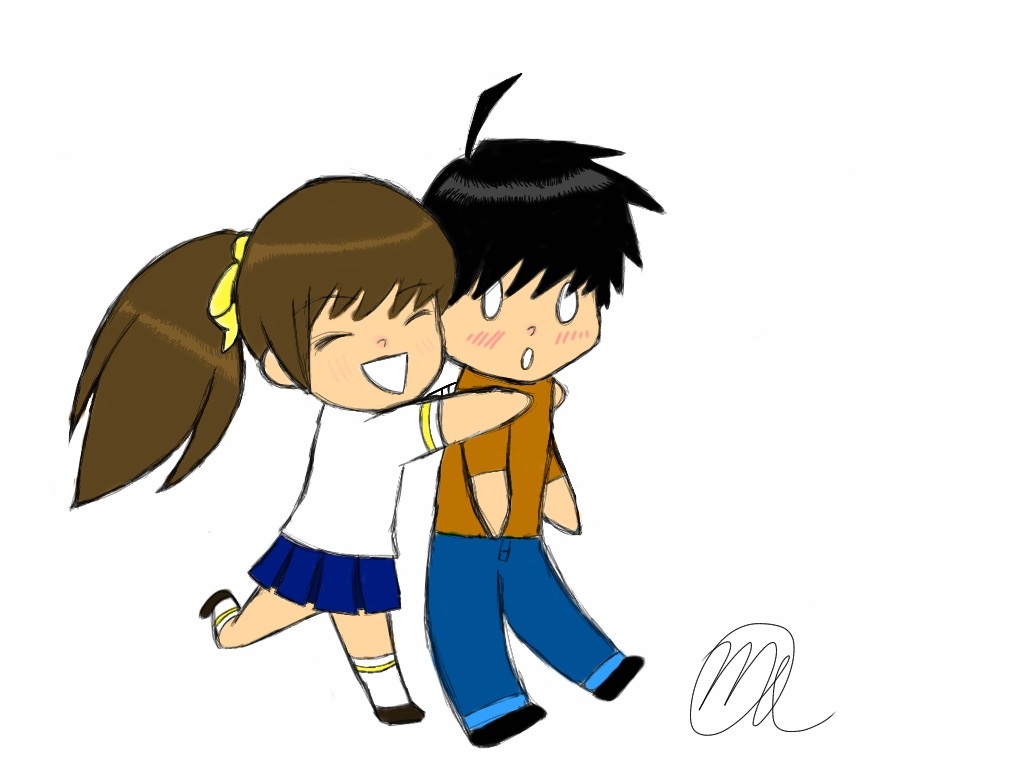 Chibi hug by m-almond4 on DeviantArt