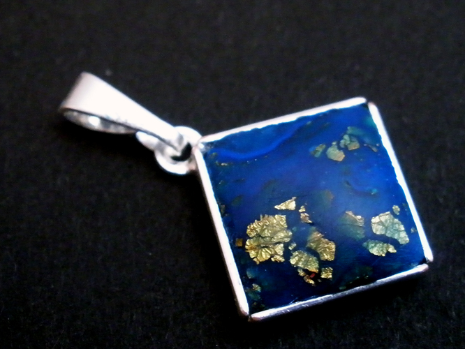 Blue mokume nendo pendant