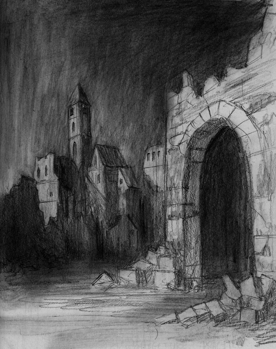 City Ruins Pencil Sketch by jdp89 on DeviantArt