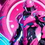 Black and pink space suit