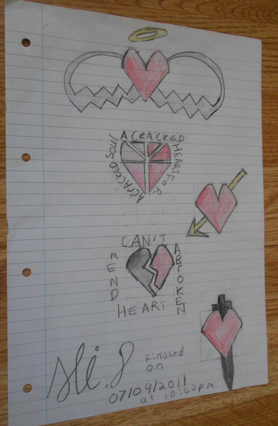 all of my heart drawings in colour